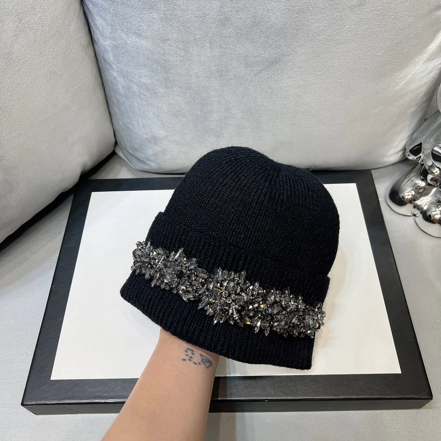 Stylish Woolen Rhinestone Beanies