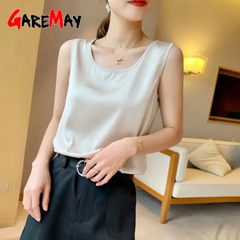 Sleeveless Satin Blouse
