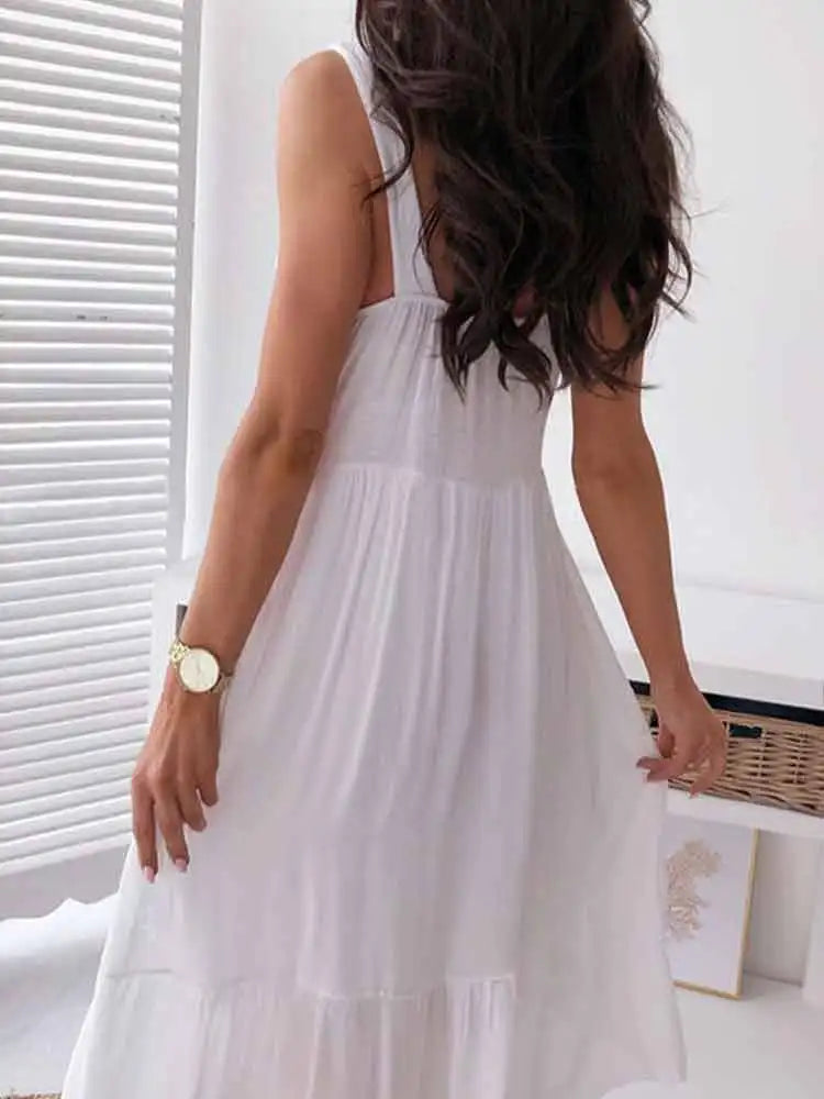 Boho Midi Dress Sexy Backless Dress