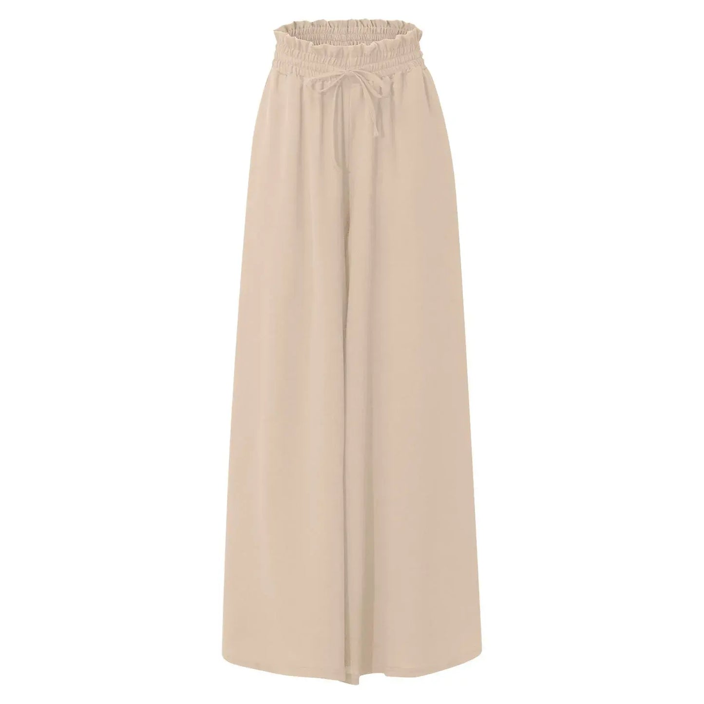 Solid Color Elastic High Waist Wide Leg Trousers