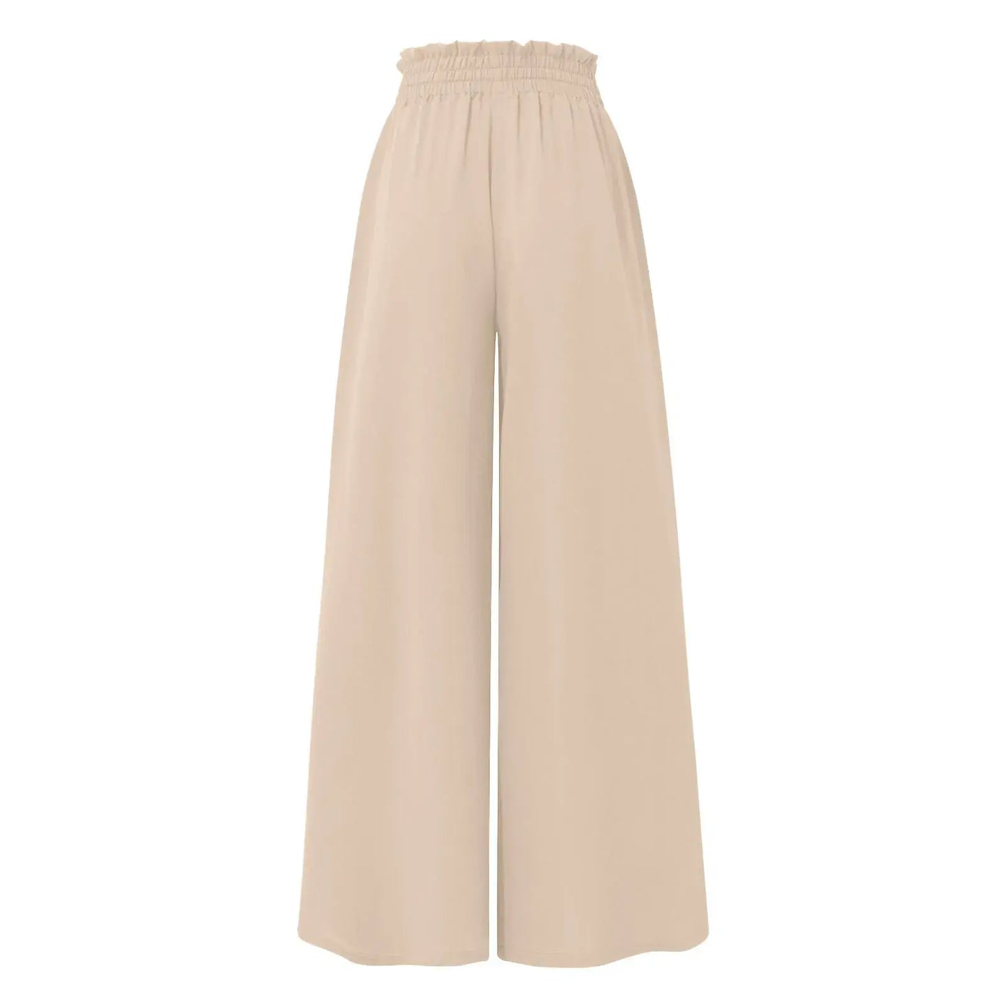Solid Color Elastic High Waist Wide Leg Trousers