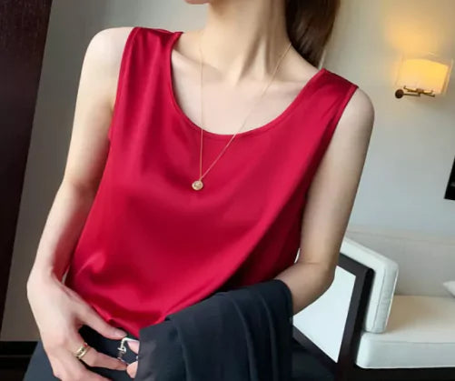 Sleeveless Satin Blouse
