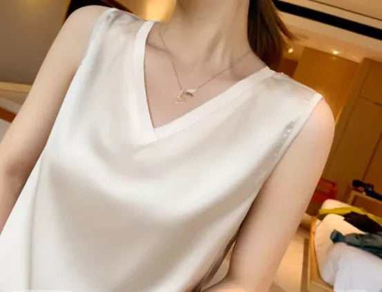 Sleeveless Satin Blouse